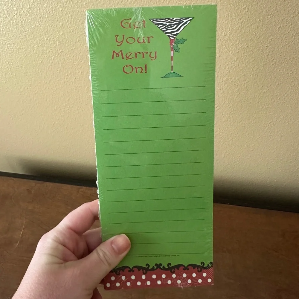 Holiday Green Notepad with Martini Design
